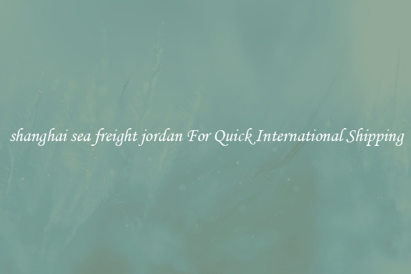 shanghai sea freight jordan For Quick International Shipping