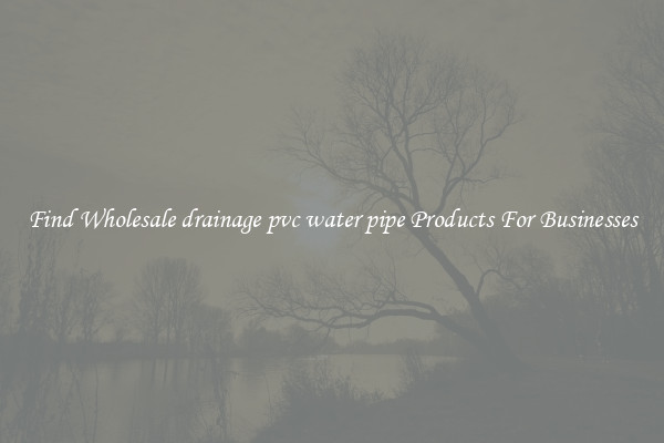 Find Wholesale drainage pvc water pipe Products For Businesses